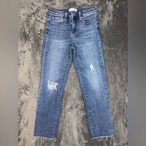 VERVET by Flying Monkey Straight Leg Jeans Destructed Raw Hem